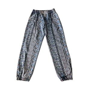 Vtg 80's BB Surf Western Tribal Abstract Geometric Pattern Denim Jogger Pants M